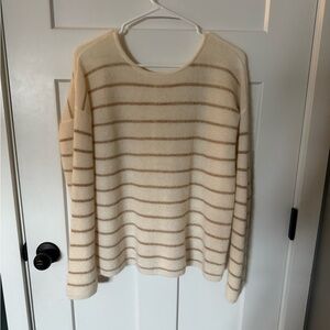 Striped Cream and Tan Women's Sweater